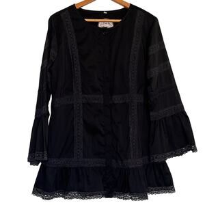 Almatrichi Madrid Spain Dress EU Size 42 / US 8-10 Black Lace Ruffle Tunic Boho